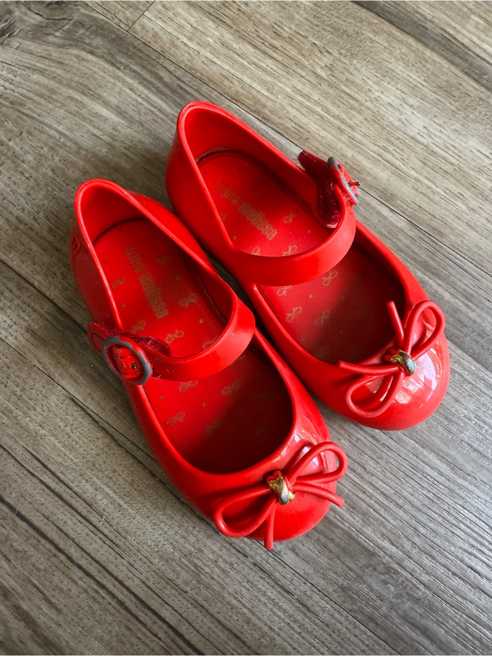 Mini melissa red bow flats ballet flats size 7